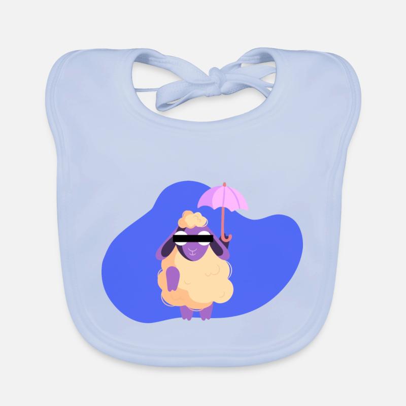 Moutons de dessin animé - Bavoir bio Bébé - bleu ciel