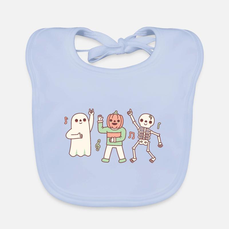 Funny Dancing Ghost, Jack O Lantern and Skeleton Organic Baby Bibs