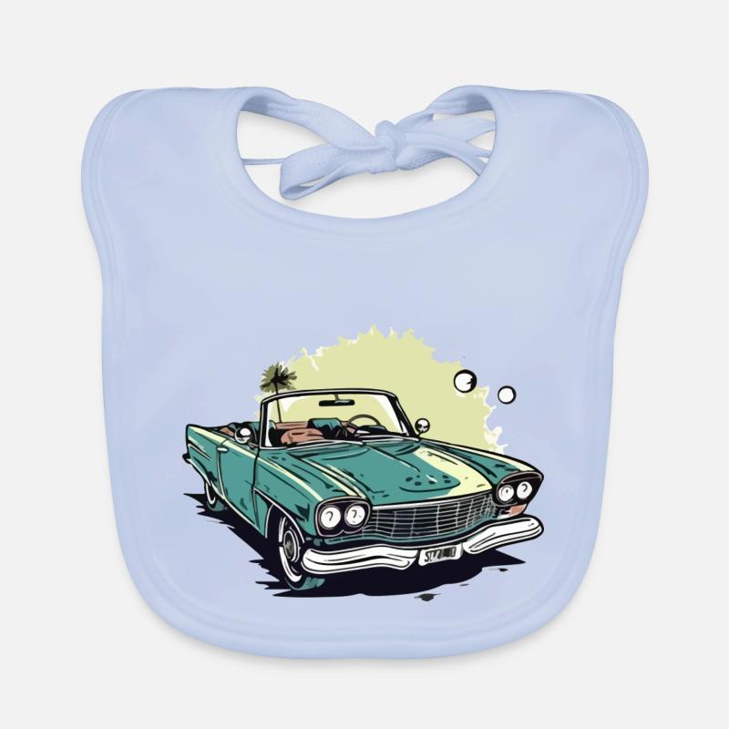 Cabriolet vert et palmier Bavoir bio Bébé