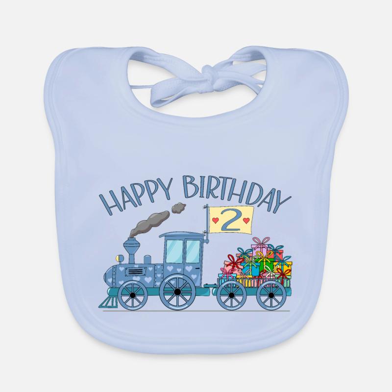 Kinderzug Eisenbahn Happy Birthday 2 Baby Bio-Lätzchen