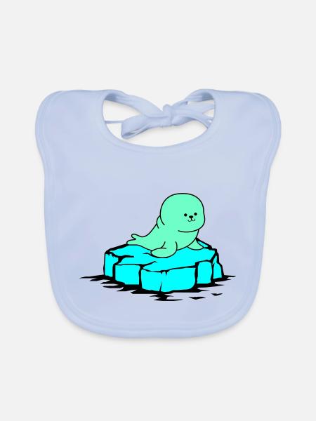 Seal Ice Floe - Organic Baby Bibs - sky blue - Front