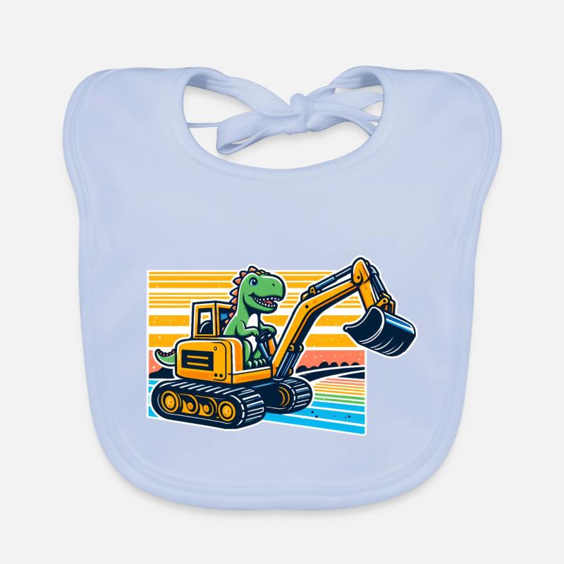 Dinosaur digger - Dino cool conduisant une excavatrice Bavoir bio Bébé