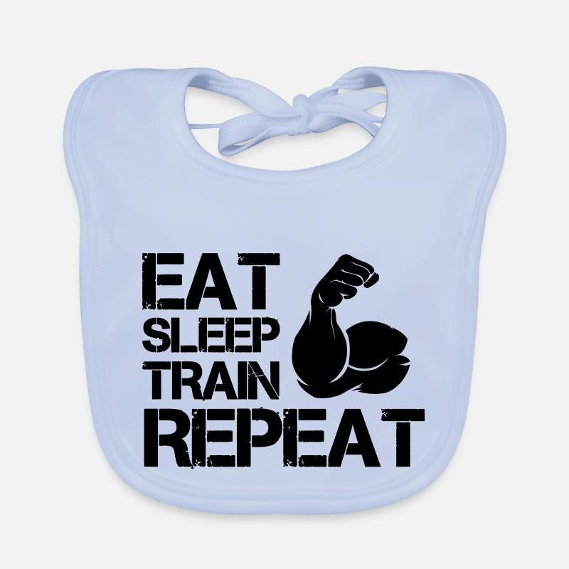 Les biceps mangent le sommeil - Bavoir bio Bébé - bleu ciel