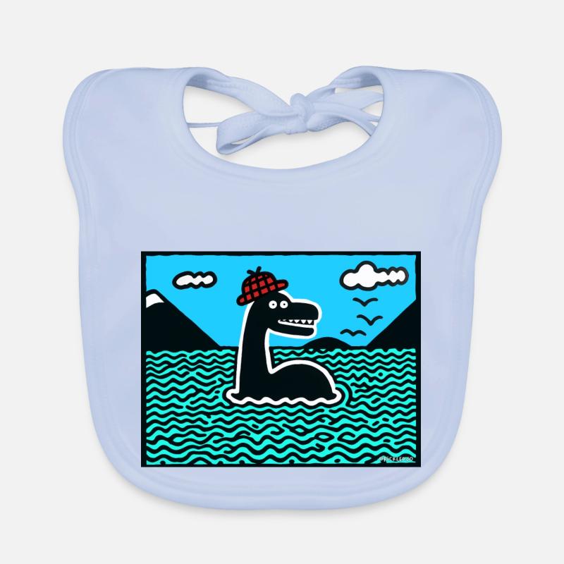Monstre du Loch Ness de Nessie - Bavoir bio Bébé - bleu ciel