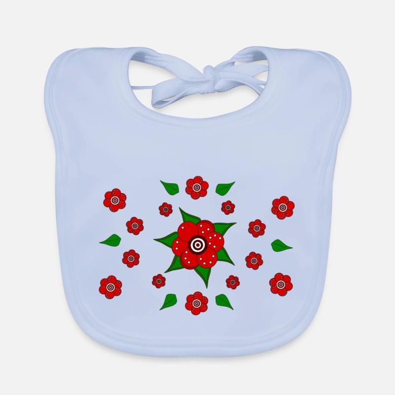 Floral pattern red Organic Baby Bibs