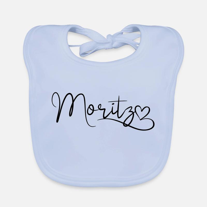 Moritz Last Name First Name Heart Decor Organic Baby Bibs