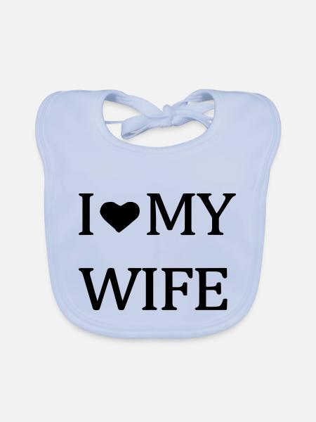 J'aime ma femme. - Bavoir bio Bébé - bleu ciel - Devant