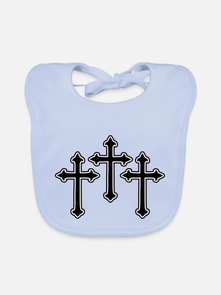 Cross Symbol Christianity - Organic Baby Bibs - sky blue - Front