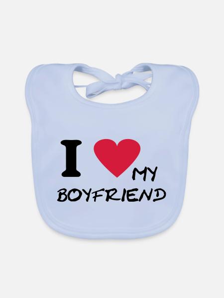i love my boyfriend - Baby Bio-Lätzchen - sky Blue - Vorne
