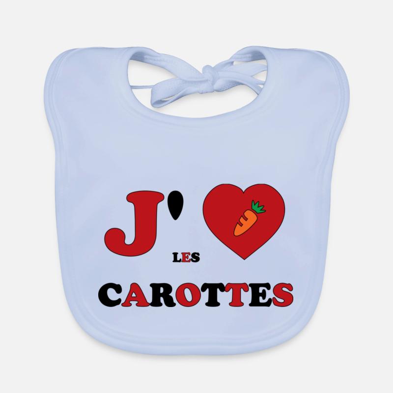 J'aime les Carottes - Bavoir bio Bébé - bleu ciel