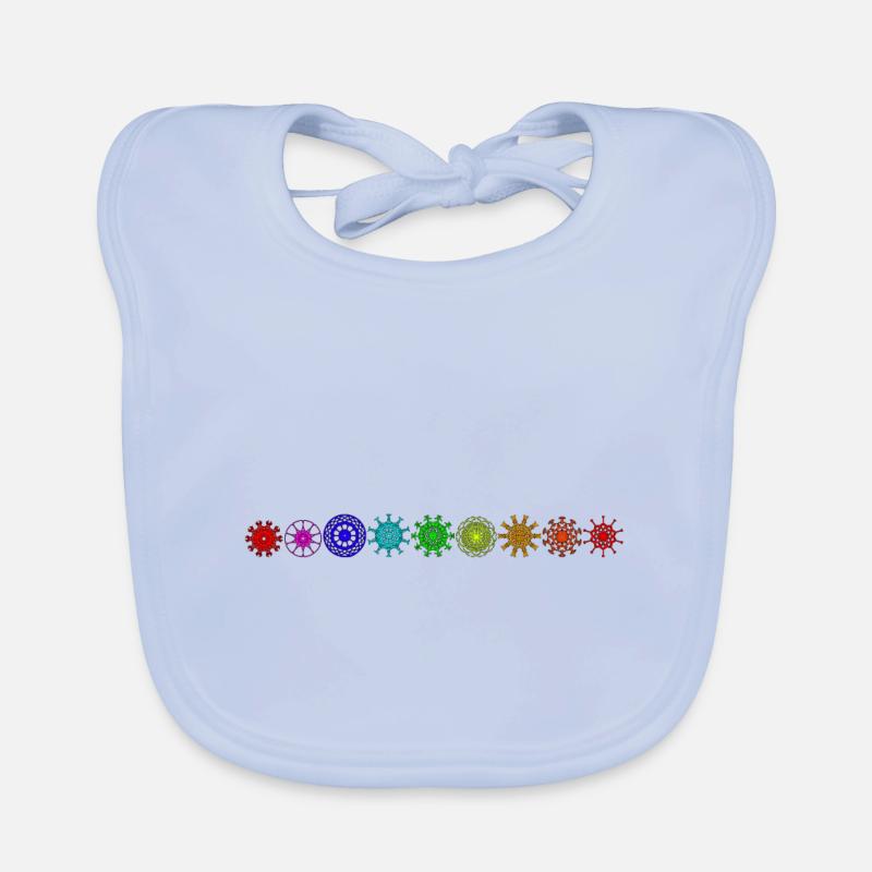 Regenbogenfarbene Mandalas in einer Reihe Baby Bio-Lätzchen