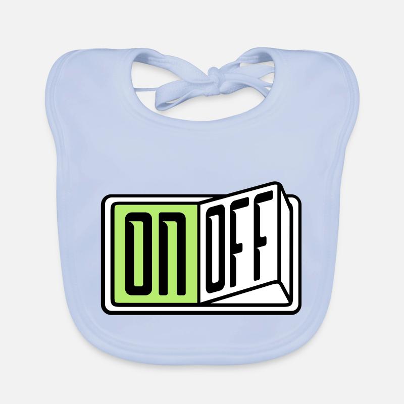 on off schalter taste button einschalten ausschalt Baby Bio-Lätzchen