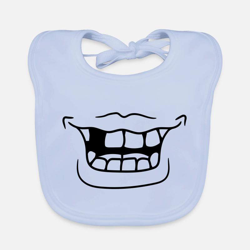 grinning mouth laugh funny tooth gluecke comic cartoo Organic Baby Bibs