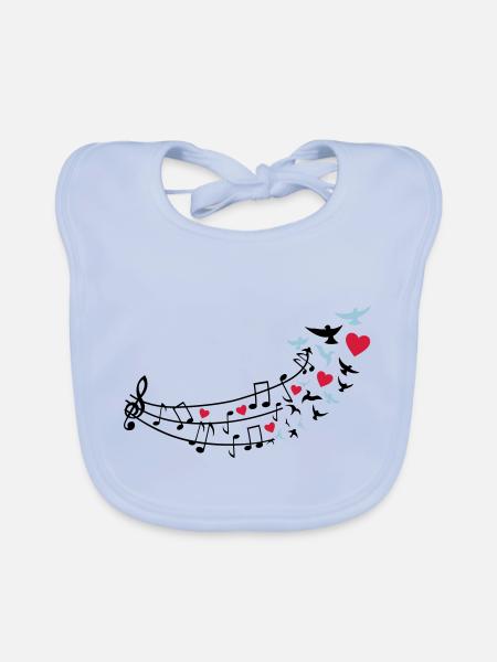 love_music_noten2 - Bavoir bio Bébé - bleu ciel