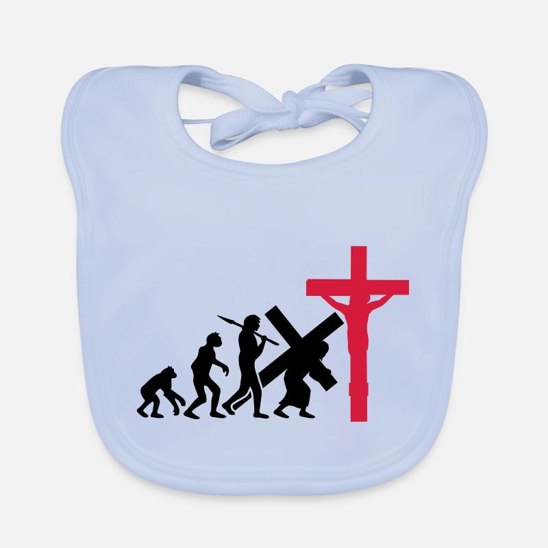 evolution mensch jesus christus glauben kreuz kreu Baby Bio-Lätzchen