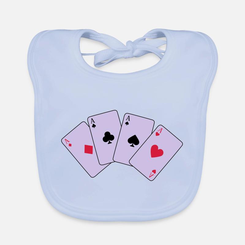 Karten, Poker, Ass, Spielkarten - Baby Bio-Lätzchen - sky Blue