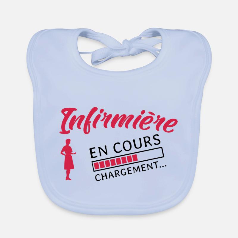Infirmière en cours Future infirmière - Bavoir bio Bébé - bleu ciel