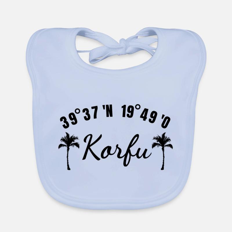 Corfu Greece Holiday Sun Gift Organic Baby Bibs