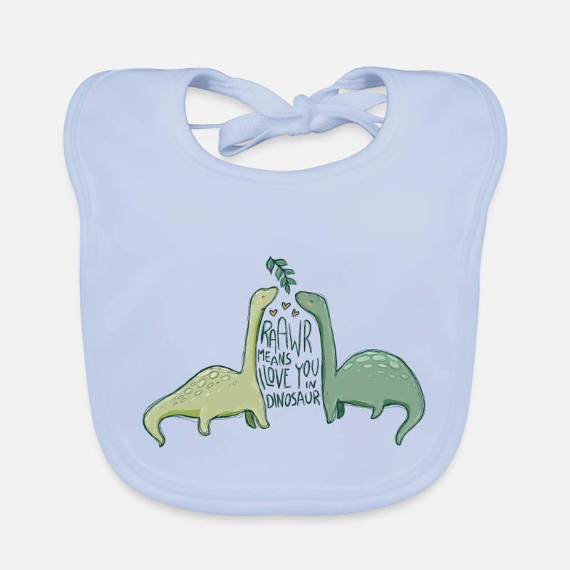 Dinosaurier Liebe mit lustigem Spruch - Baby Bio-Lätzchen - sky Blue
