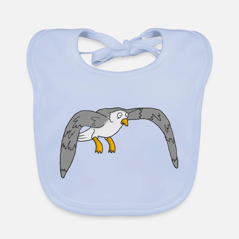 Mouette - Bavoir bio Bébé - bleu ciel