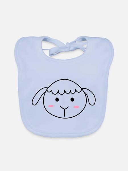 Mouton mignon - Bavoir bio Bébé - bleu ciel - Devant