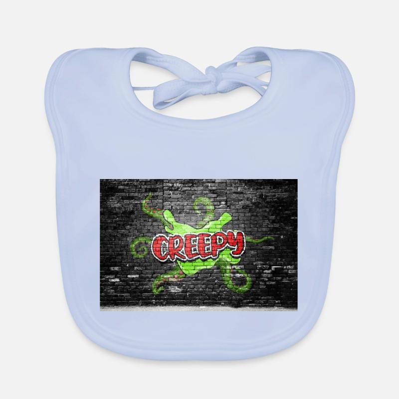 Creepy Halloween Comic Style Graffiti Lettering on Organic Baby Bibs
