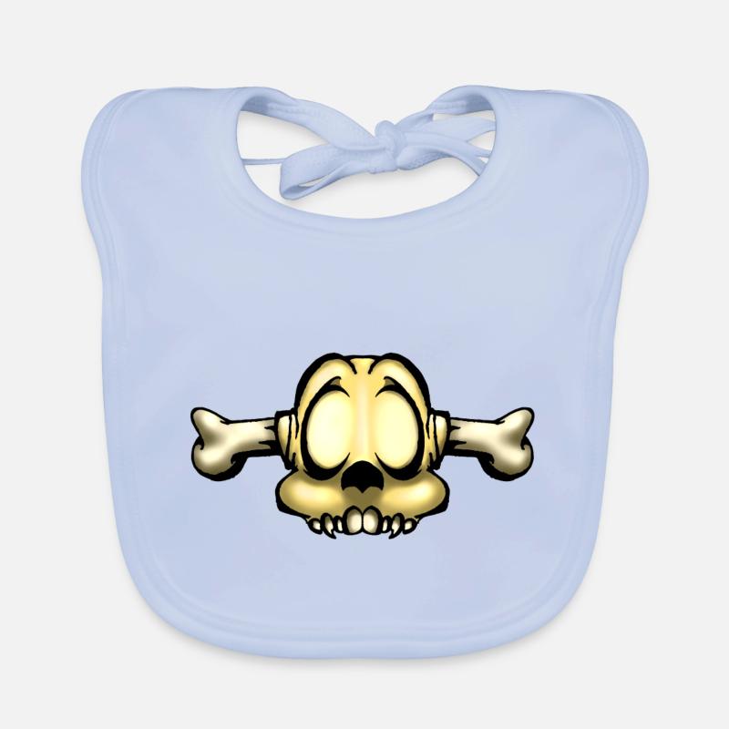 Schädel. Schädel mit Knochen durch den Kopf. Baby Bio-Lätzchen