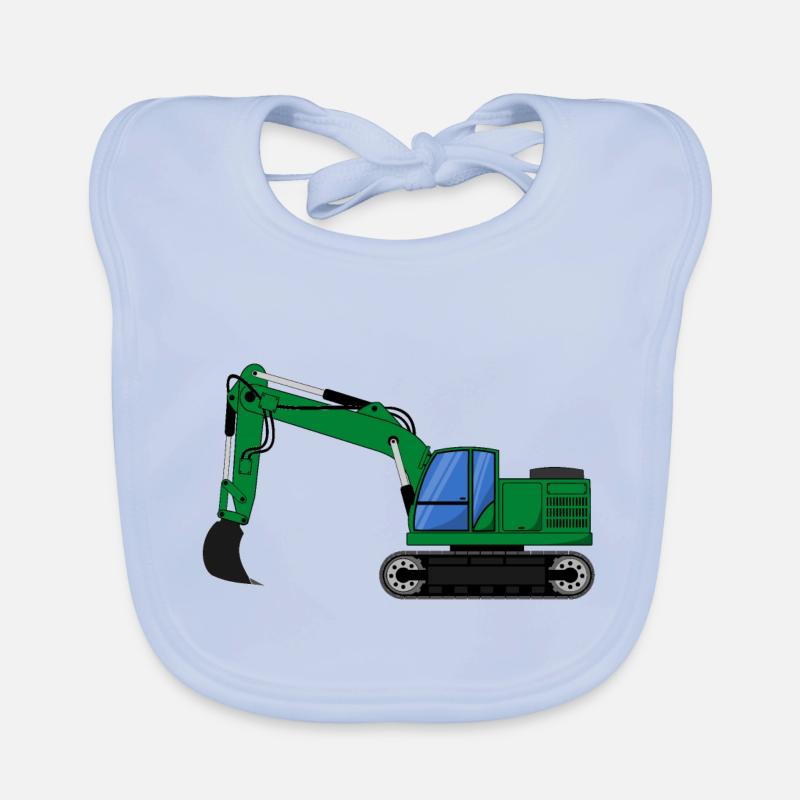 Bagger Baggerfahrzeug grün Baby Bio-Lätzchen