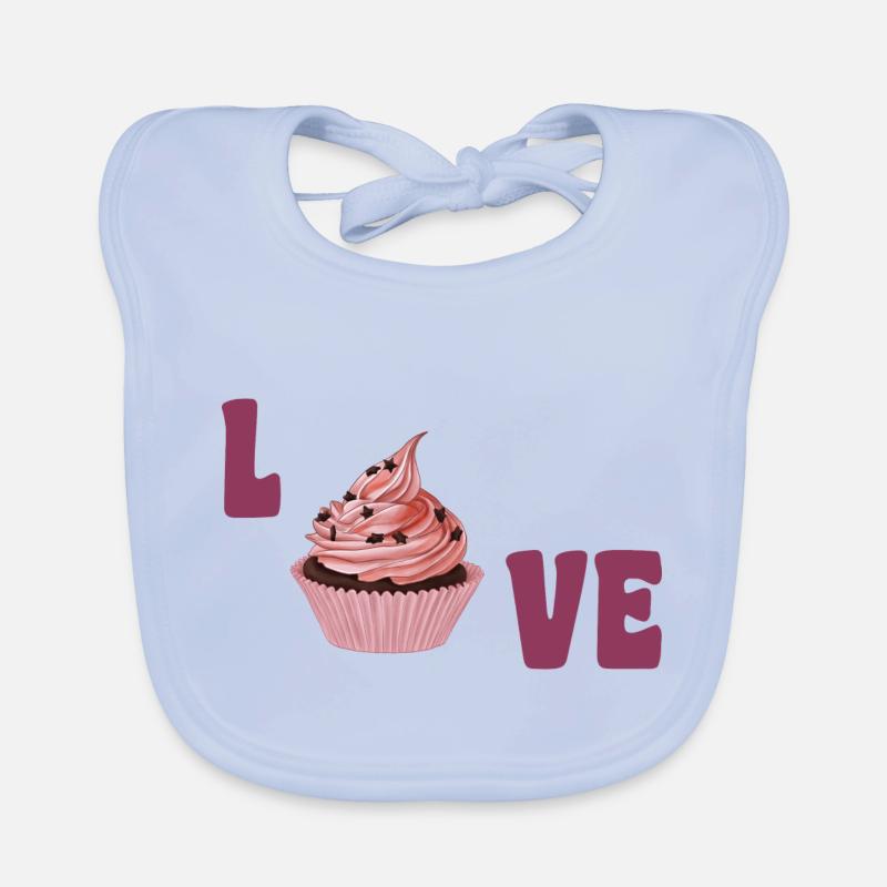 J’adore Cupcake - Bavoir bio Bébé - bleu ciel