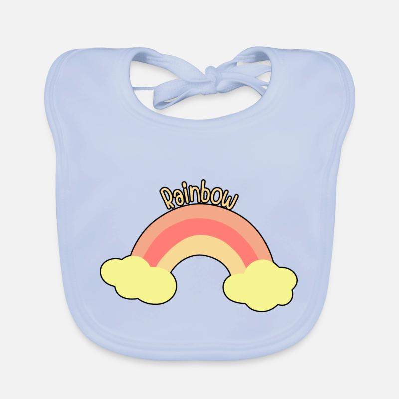 Pastel rainbow with clouds Organic Baby Bibs