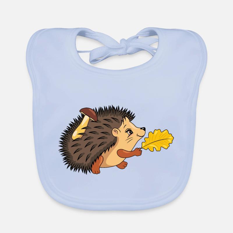 Glücklicher gehender Igel - Baby Bio-Lätzchen - sky Blue