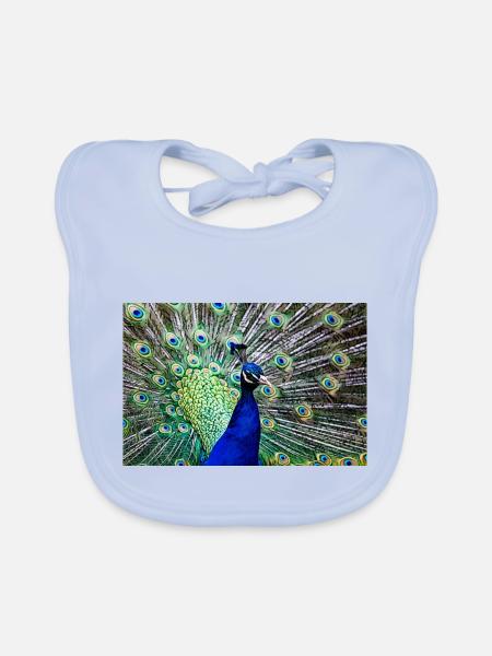 Pfau - Baby Bio-Lätzchen - sky Blue - Vorne