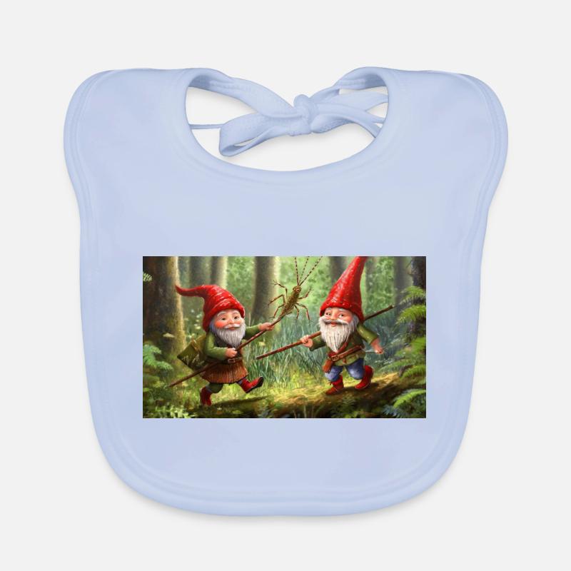 gnomes hunting grasshopper Organic Baby Bibs