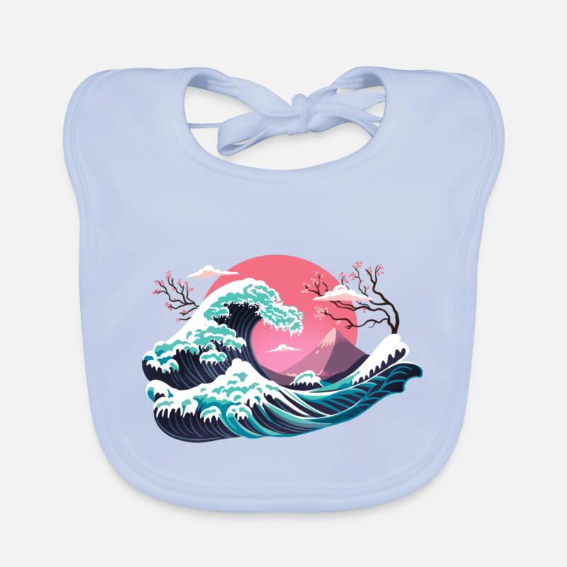 Hokusai Winter - Bavoir bio Bébé - bleu ciel