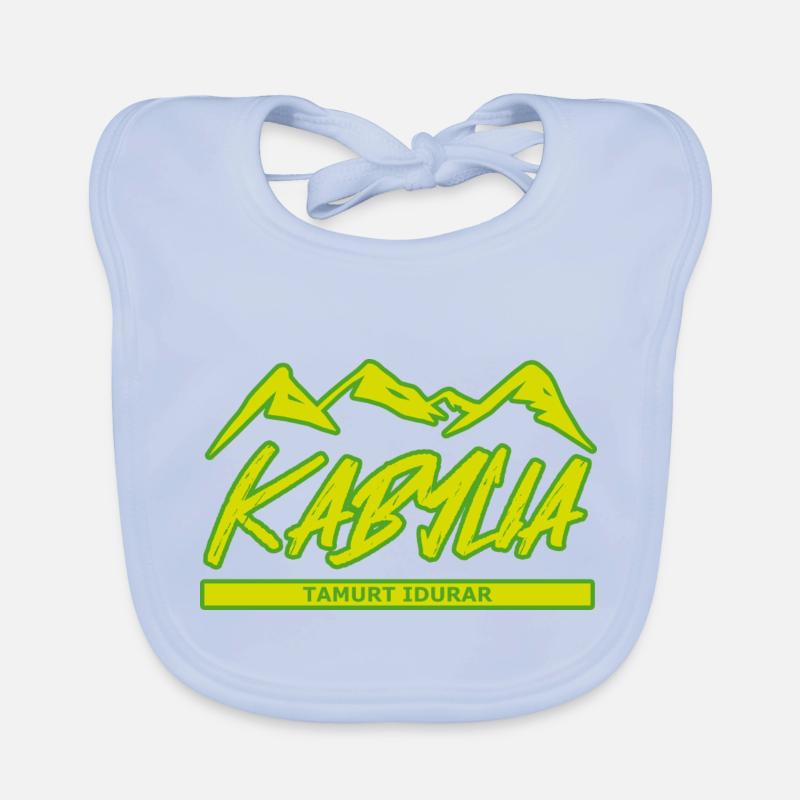 Kabylia jaune et vert - Bavoir bio Bébé - bleu ciel