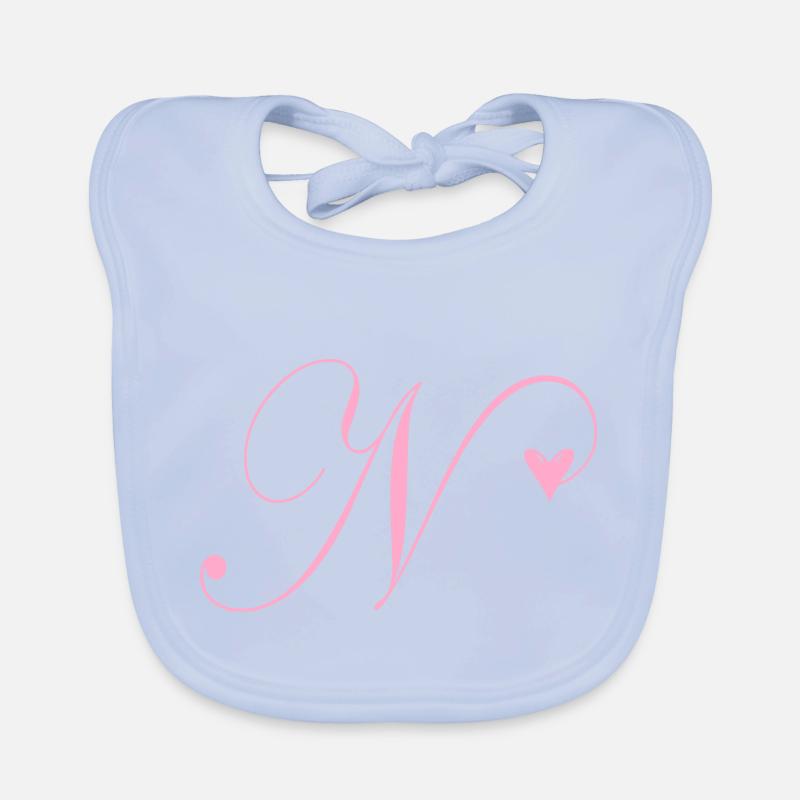 Monogram N Heart Vine Organic Baby Bibs