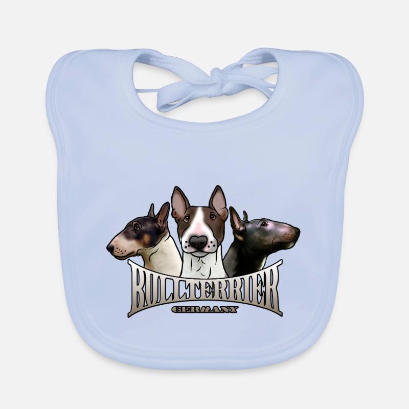 Bull Terrier Trio with Lettering Organic Baby Bibs