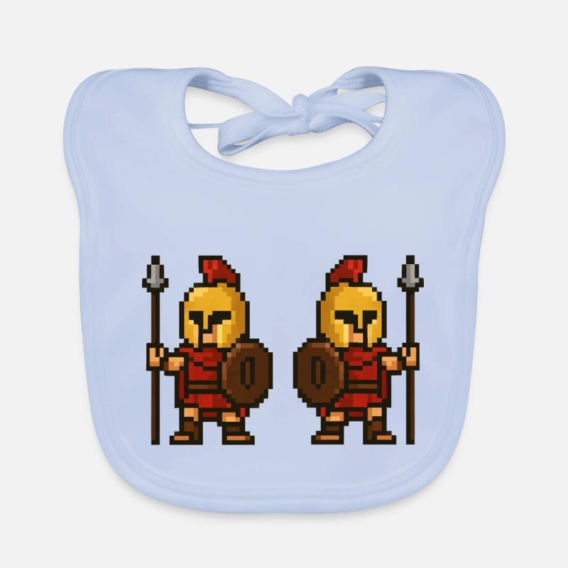 Spartan Pixel 2 - Bavoir bio Bébé - bleu ciel