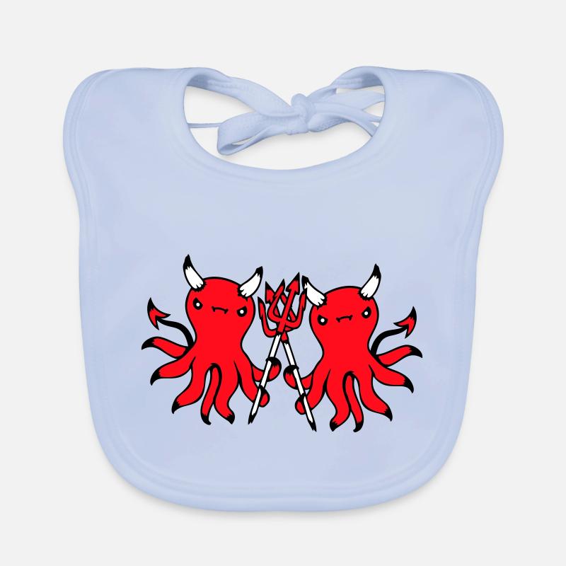 2 Octopus Devil Hell Team Friends Satan Evil Cute Organic Baby Bibs