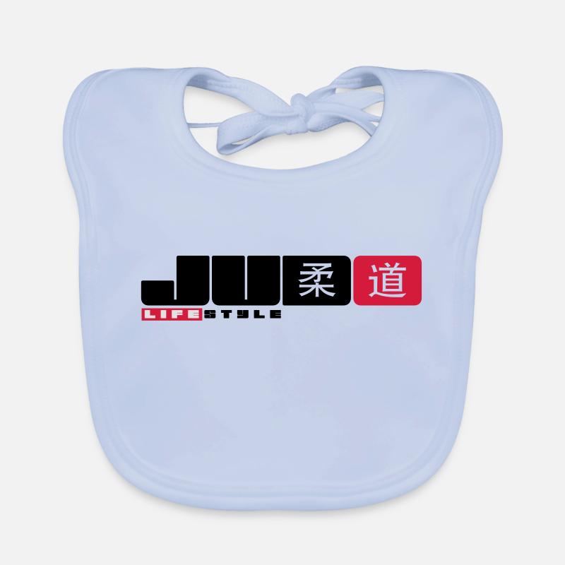 judo - Bavoir bio Bébé - bleu ciel