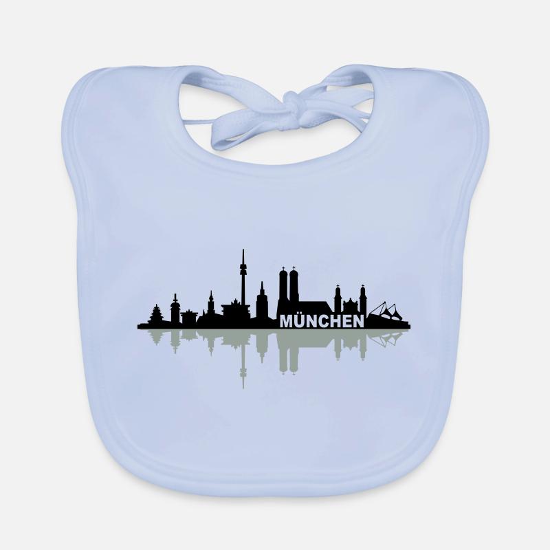 Skyline München Name - Baby Bio-Lätzchen - sky Blue