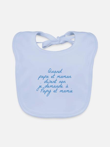 Papy and granny - Organic Baby Bibs - sky blue