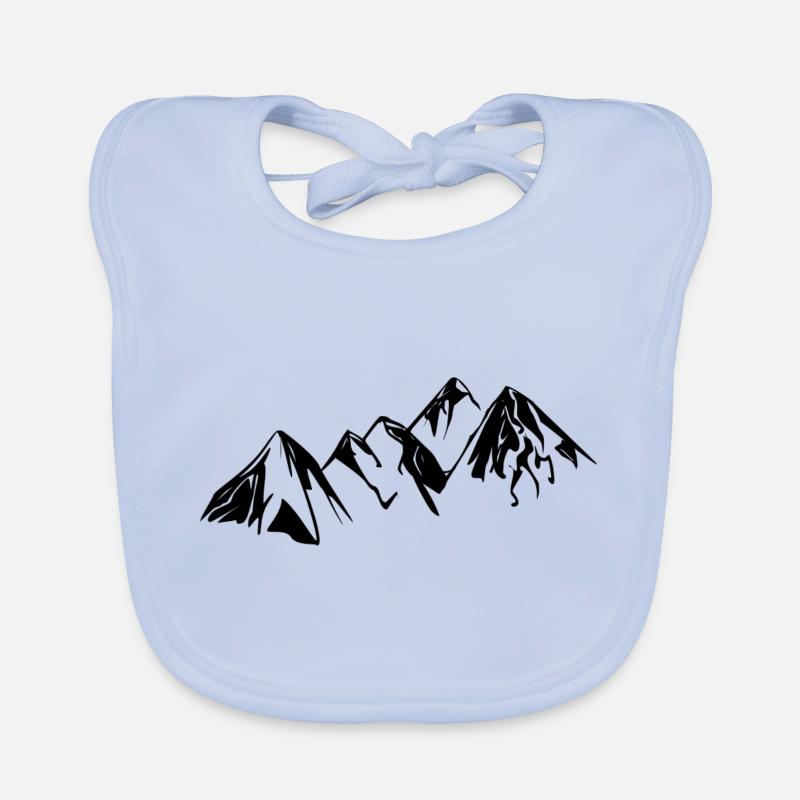 Montagnes - Bavoir bio Bébé - bleu ciel
