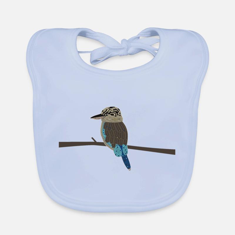 Laughing Hans - Kookaburra sans arrière-plan - Bavoir bio Bébé - bleu ciel