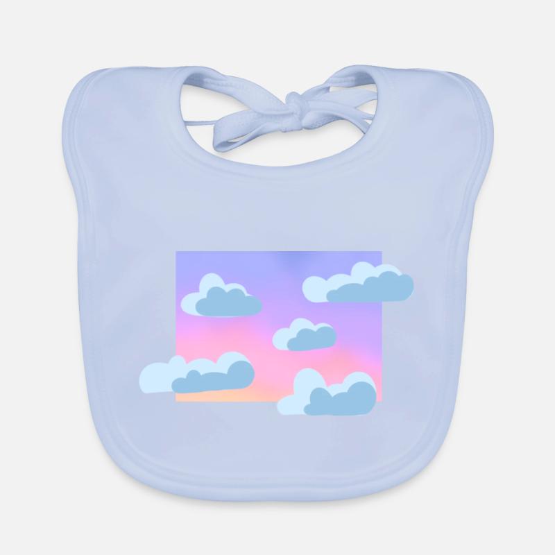 Pastel cloudy sky - Organic Baby Bibs - sky blue