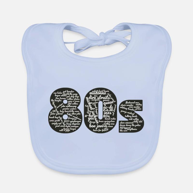 Cloud words 80s white Organic Baby Bibs