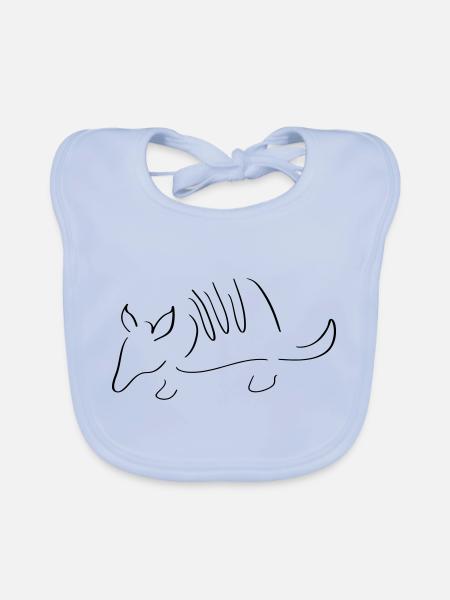 Armadillo Line Art - Minimalist - Organic Baby Bibs - sky blue - Front