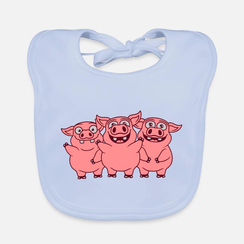 Drôle drôle drôle d’équipe de cochons - Bavoir bio Bébé - bleu ciel