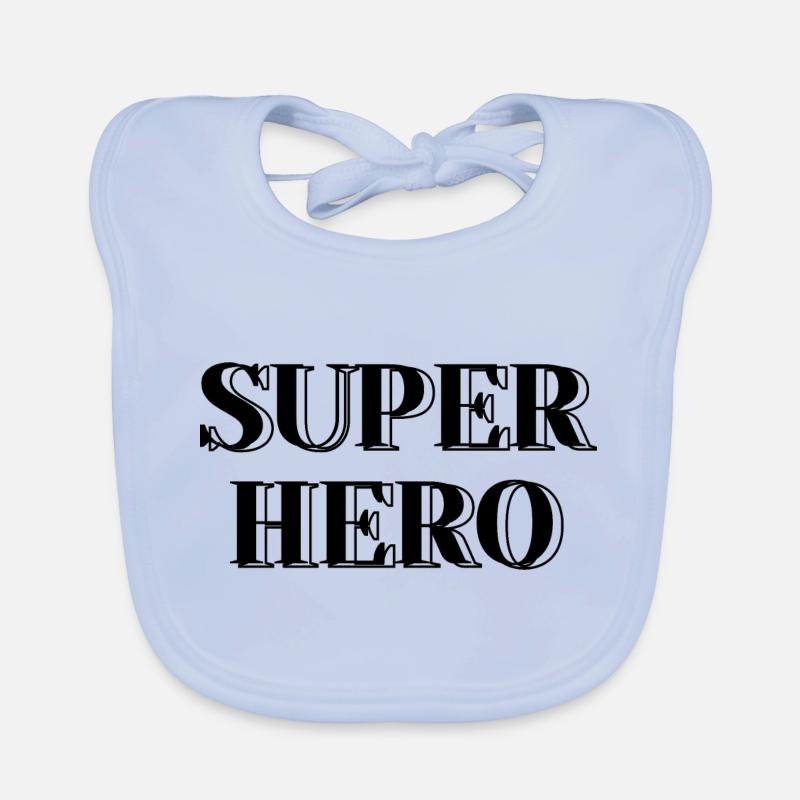 Super-héros - Bavoir bio Bébé - bleu ciel