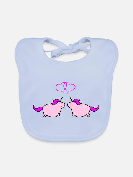 fat unicorns love - Baby Bio-Lätzchen - sky Blue - Vorne